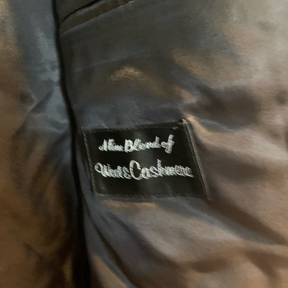 JG Hook Coat Women XLarge Black Wool Cashmere Peak Double Breasted VTG - Picture 3 of 4